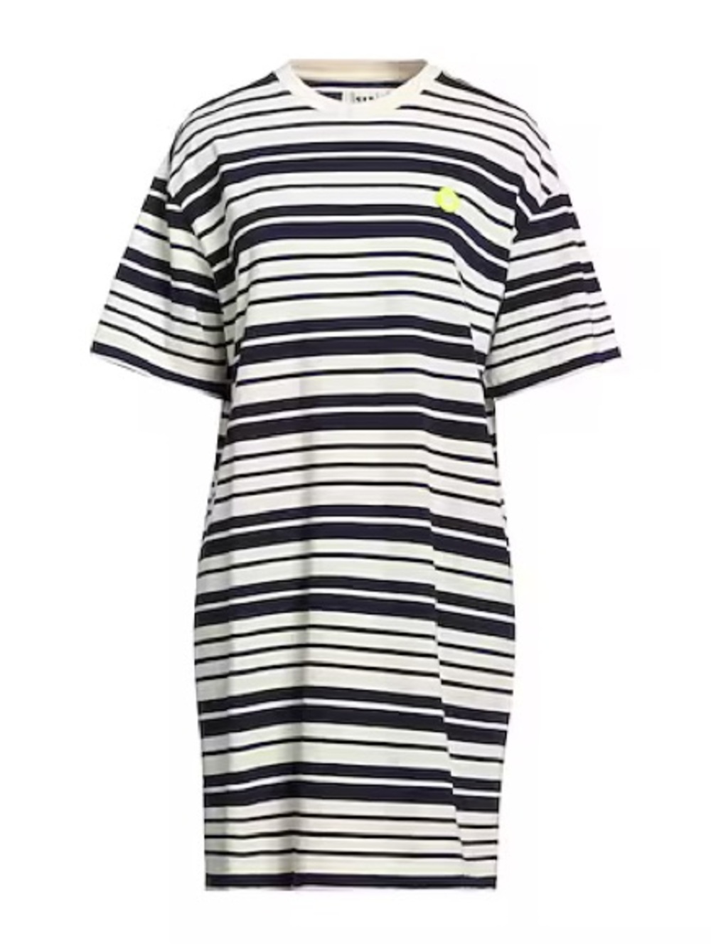 Wood Wood Black and White Striped T-Shirt Dress with Neon Accent